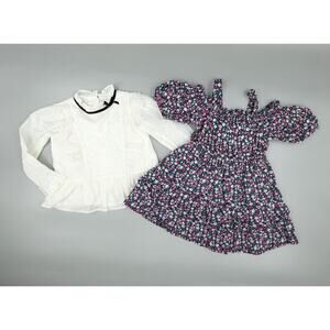 Set of 2 JANIE AND JACK Girl Dress & Top 2T Purple Floral Tiered
